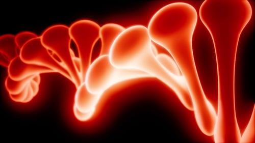 Glowing Red DNA Helix Loop