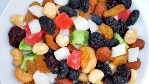 Mixed Dry Nuts and Fruits. Healthy Food and Snack