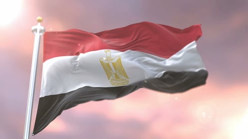 Realistic Waving Egypt Flag with Bright Sky