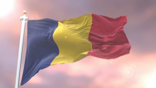 Dynamic Blue Yellow Red National Flag Waving Animation