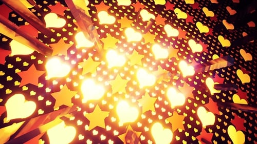 Festive Golden Heart and Star Tunnel Background Animation