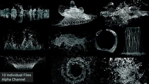 Dynamic Realistic Water Splashes and Fluid Elements Pack with Alpha Channel