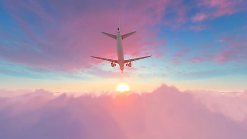 Plane Flying Away In The Sky