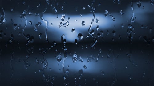 Fluid Rain Drops Falling Down Window Glass Overlay