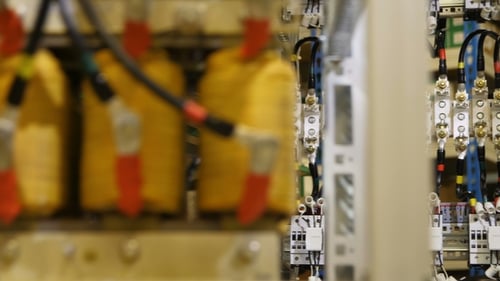 Tight Shot Inside Electrical Panel with Wiring