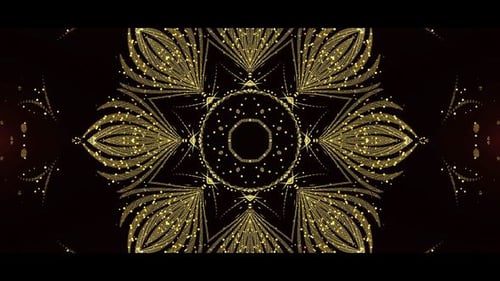 Elegant Gold Particle Kaleidoscope Background Loop
