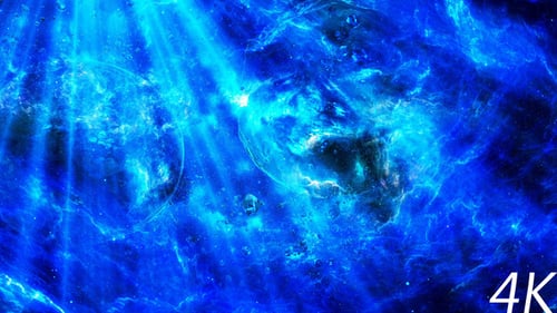 Dynamic Abstract Blue Fluid Background with Shimmering Light Beams