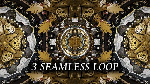 Intricate Golden Kaleidoscope Ornamental Repeating Pattern Loop
