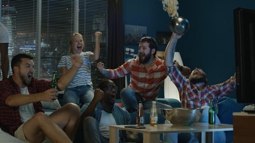 Friends Cheer at Home, Celebrate Victory