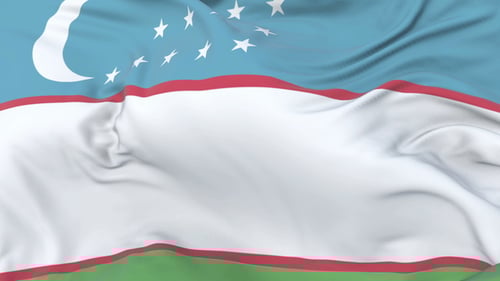 Seamless Loop of Uzbekistan Flag Waving in Realistic Motion