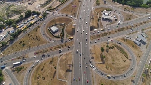 Flying Over the Complex Road Junction. FullHD