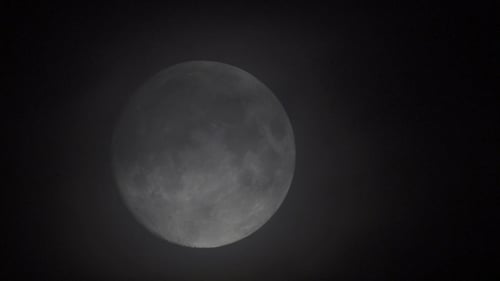 Full Moon behind Clouds in the Night Sky