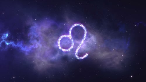 Zodiac Sign Lion Forming From the Stars with Space Background