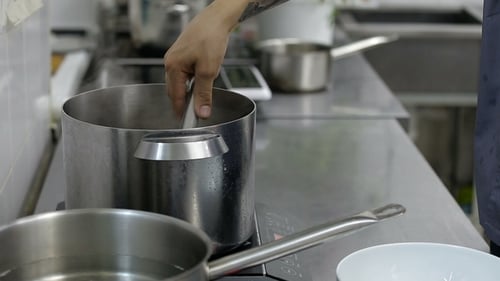 Japanese Soup. Preparing Ramen with Soy Sauce Based Soup.