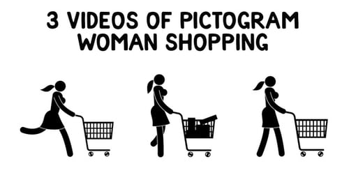 Pictograma de mujer con carrito de compras