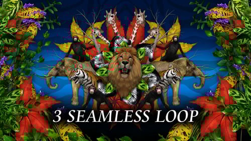 Vibrant Symmetrical Jungle Animals Kaleidoscope Animation
