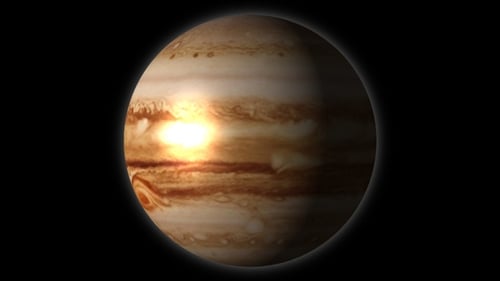 Rotating Jupiter Planet in Space Background