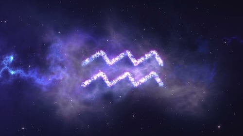 Aquarius Zodiac Sign Particle Reveal in Cosmic Space