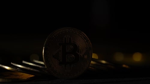 Coins Virtual Money Cryptocurrency Bitcoin in the Twilight