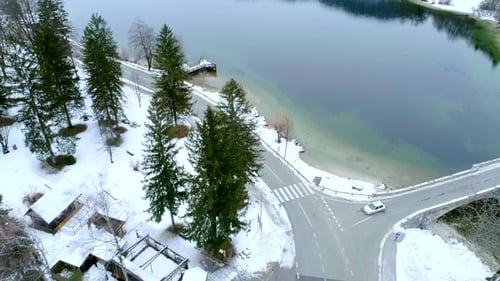 Aerial Panorama Over the Beautiful Lake