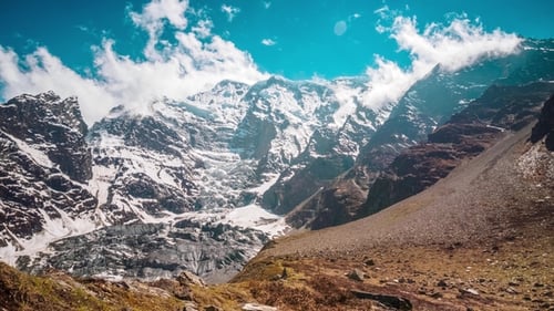 Mountain, Sky and Moving Clouds