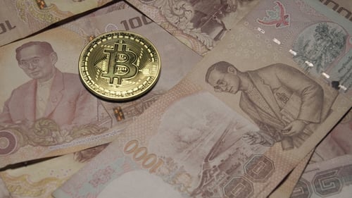 Bitcoin on Thai Baht Banknotes