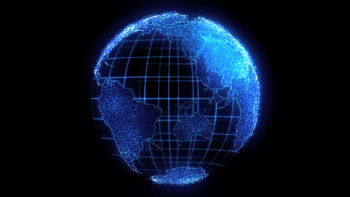 Futuristic Digital Earth Globe Network Connection Loop