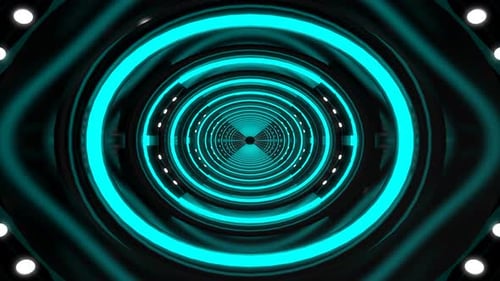 Futuristic Neon Cyan Tunnel Hyperspace Travel Seamless Loop