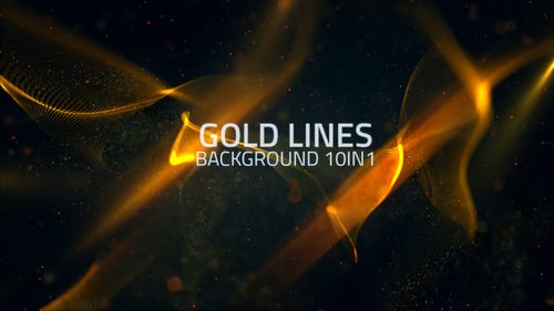 Abstract Golden Lines Flowing Particles Background
