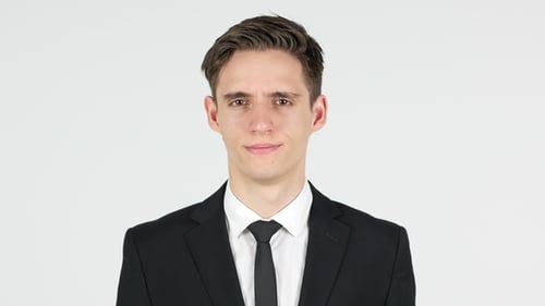 Shaking Head To No, Rejecting Businessman, White Background