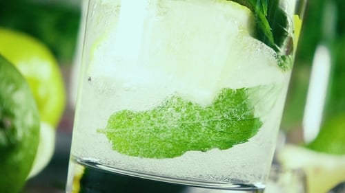 Close-up Mojito with Fresh Mint and Lime