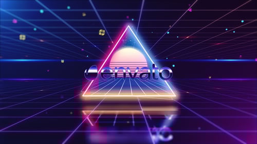 Retro Neon Grid Logo Reveal Intro