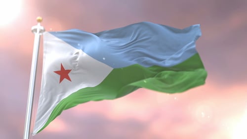 Realistic Djibouti Flag Waving in Wind Loop