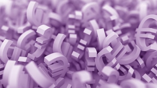 Pile of Purple Euro Signs