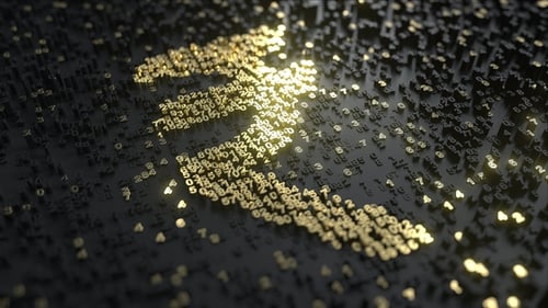 Indian Rupee Sign Made of Gold Numbers