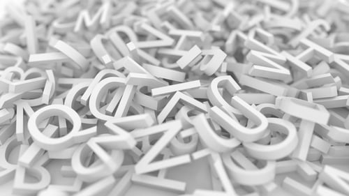 Dynamic 3D White Alphabet Letters Tumbling Background