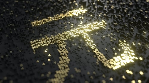 Chinese Yuan Sign Made of Gold Numbers