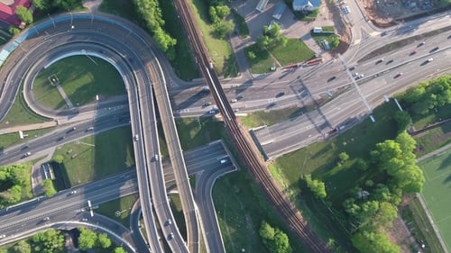 Aerial View of a Freeway Intersection