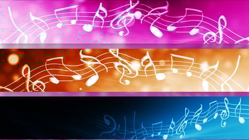 Animated Musical Notes with Abstract Glowing Background Loop