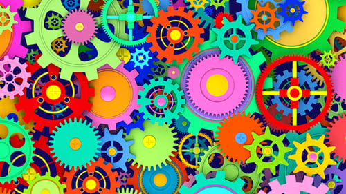 Colorful Interlocking Cogwheels Loopable Animated Backgrounds