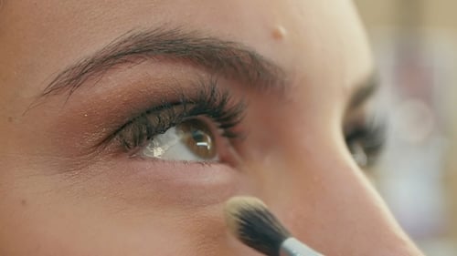 Professional Artist Applying Eye Shadows on Face
