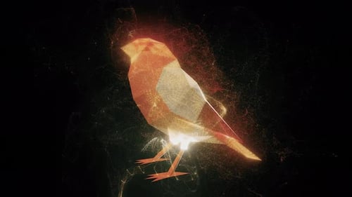 Futuristic Geometric Bird with Dynamic Particle Effects