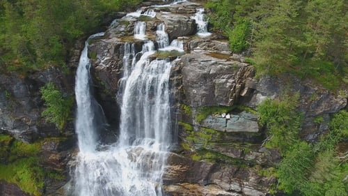 Tvindefossen or Tvinnefossen Waterfall Near Voss, Norway