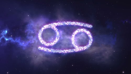 Glowing Cancer Zodiac Sign Reveal in Cosmic Space