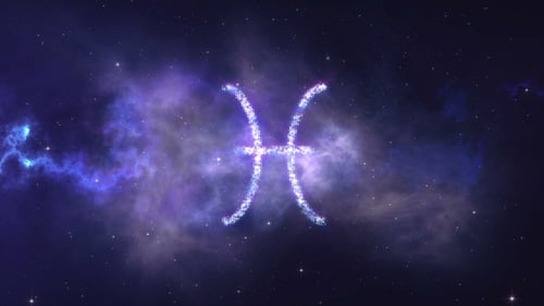 Zodiac Sign Pisces Forming From the Stars with Space Background