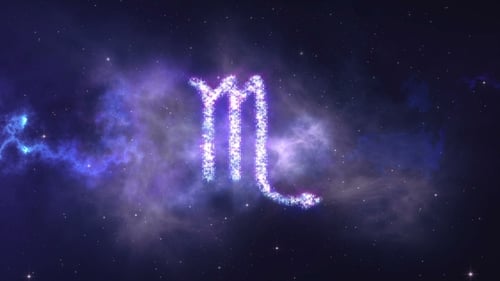 Zodiac Sign Scorpion Forming From the Stars with Space Background