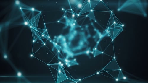Abstrakte Technologie Weltraumhintergrund Geometrie Oberflächen Linien und Punkte