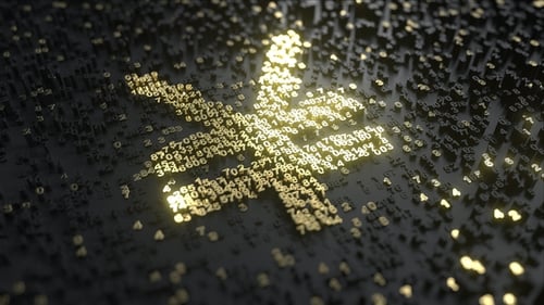 Futuristic Digital Currency Symbol Animation with Glowing Numbers