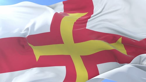 Realistic Waving Guernsey Flag Loop Animation
