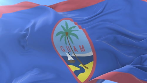 Guam Flag Waving Realistic Animation